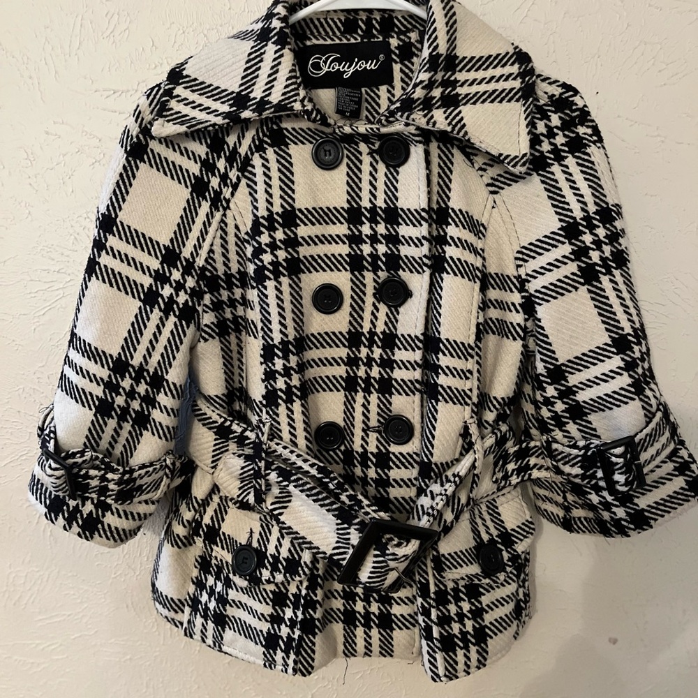 Joujou Black and White Plaid Coat